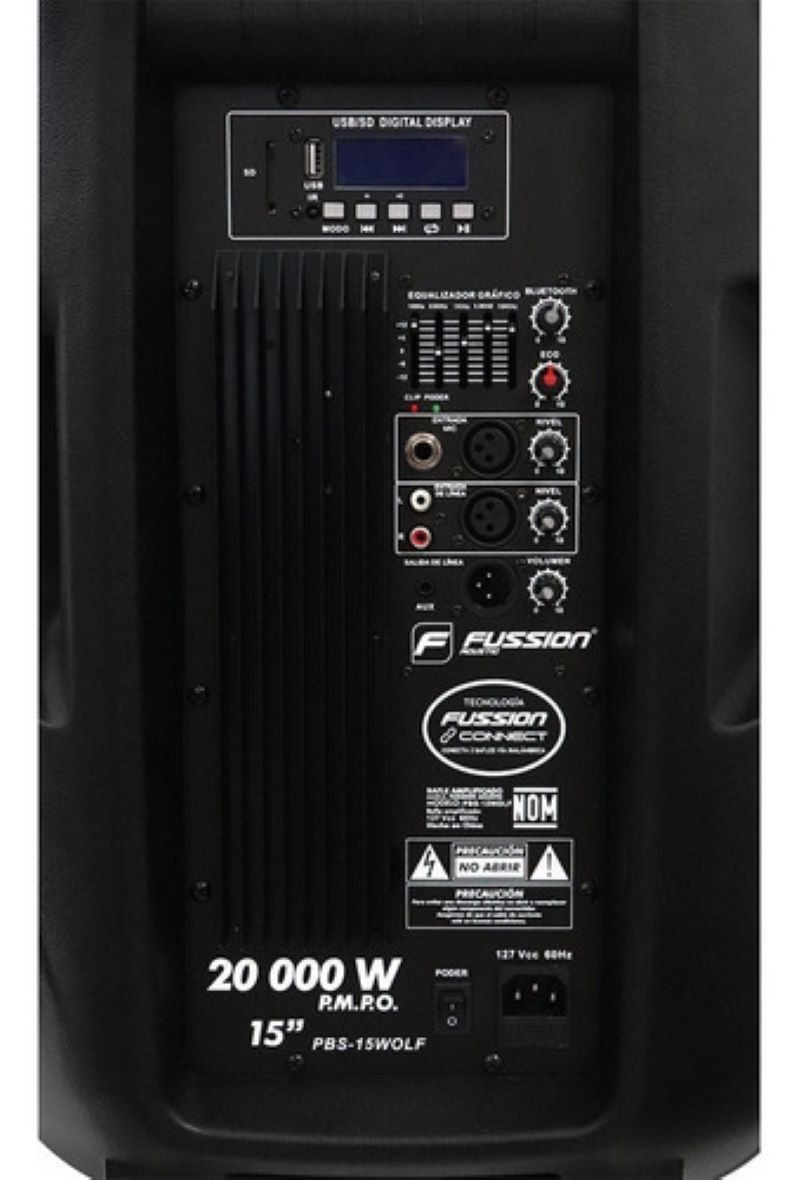 Bocina Portatil Fussion Pro Acustic PBS-15 WOLF Conexión Bluetooth