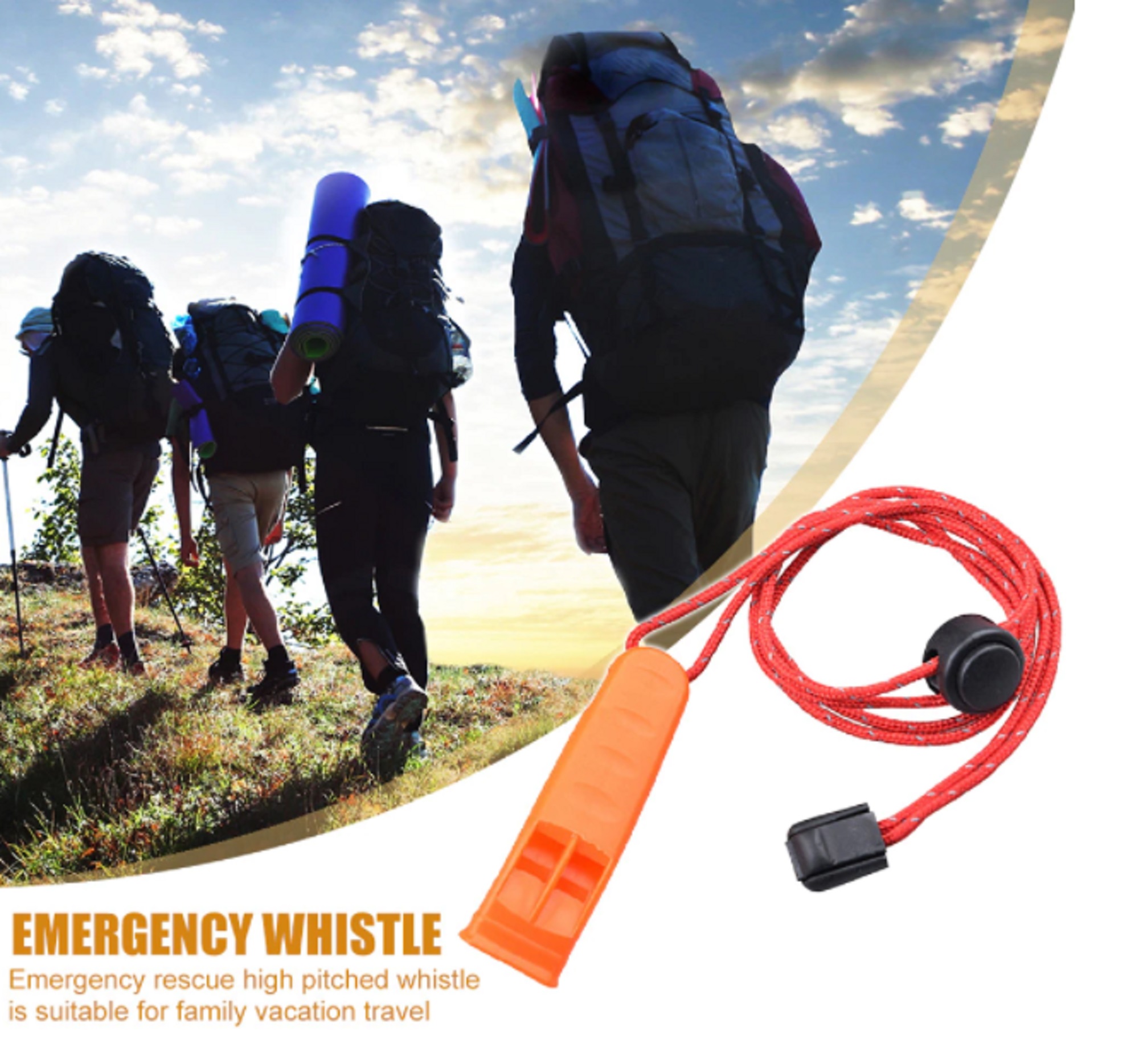Silbato CON CORDON Pack 10 piezas Emergencia Auxilio Supervivencia Rescate  deportes