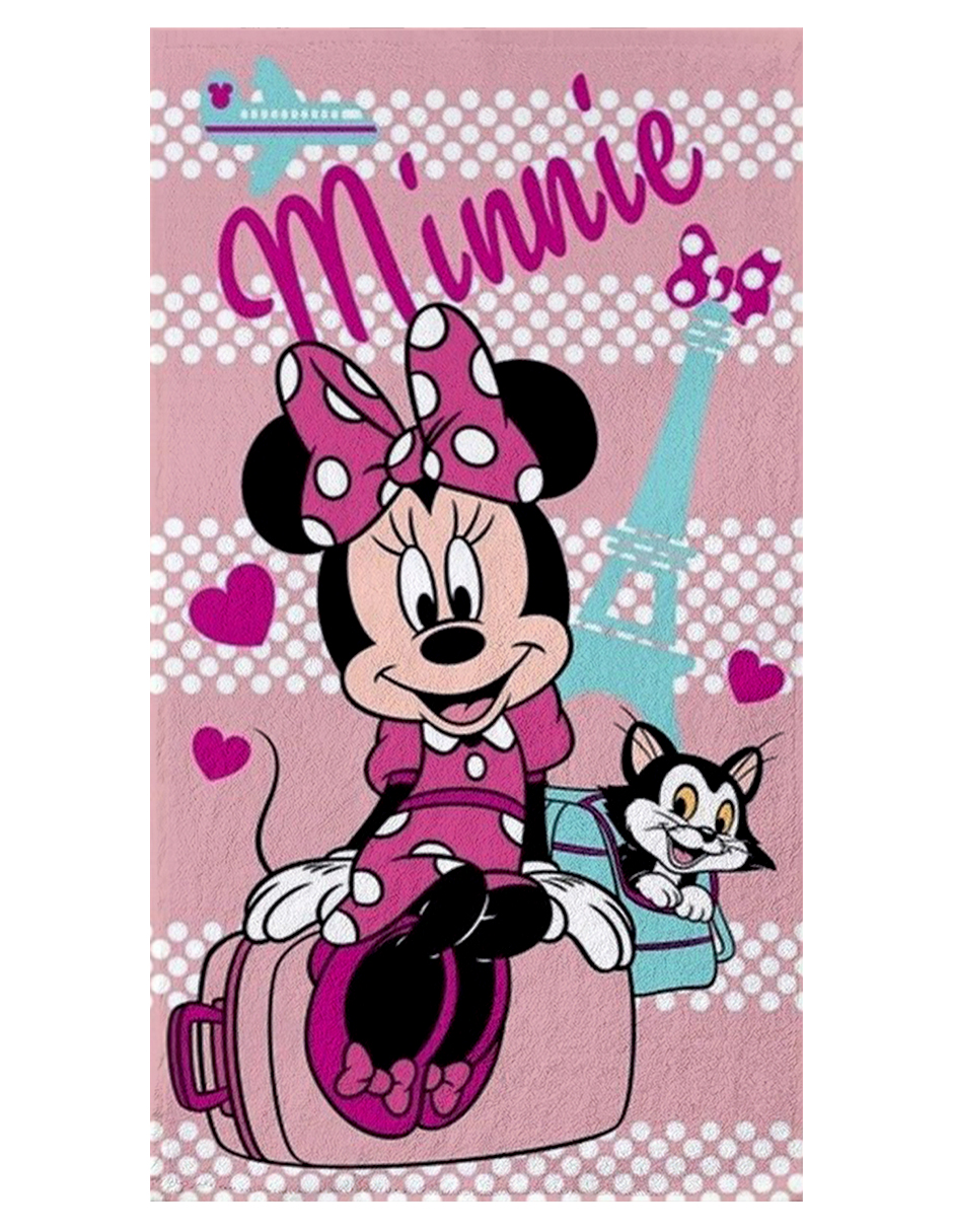 Toalla De Baño Diseño Gato Figaro Minnie Disney Niña Microfibra de Poliéster
