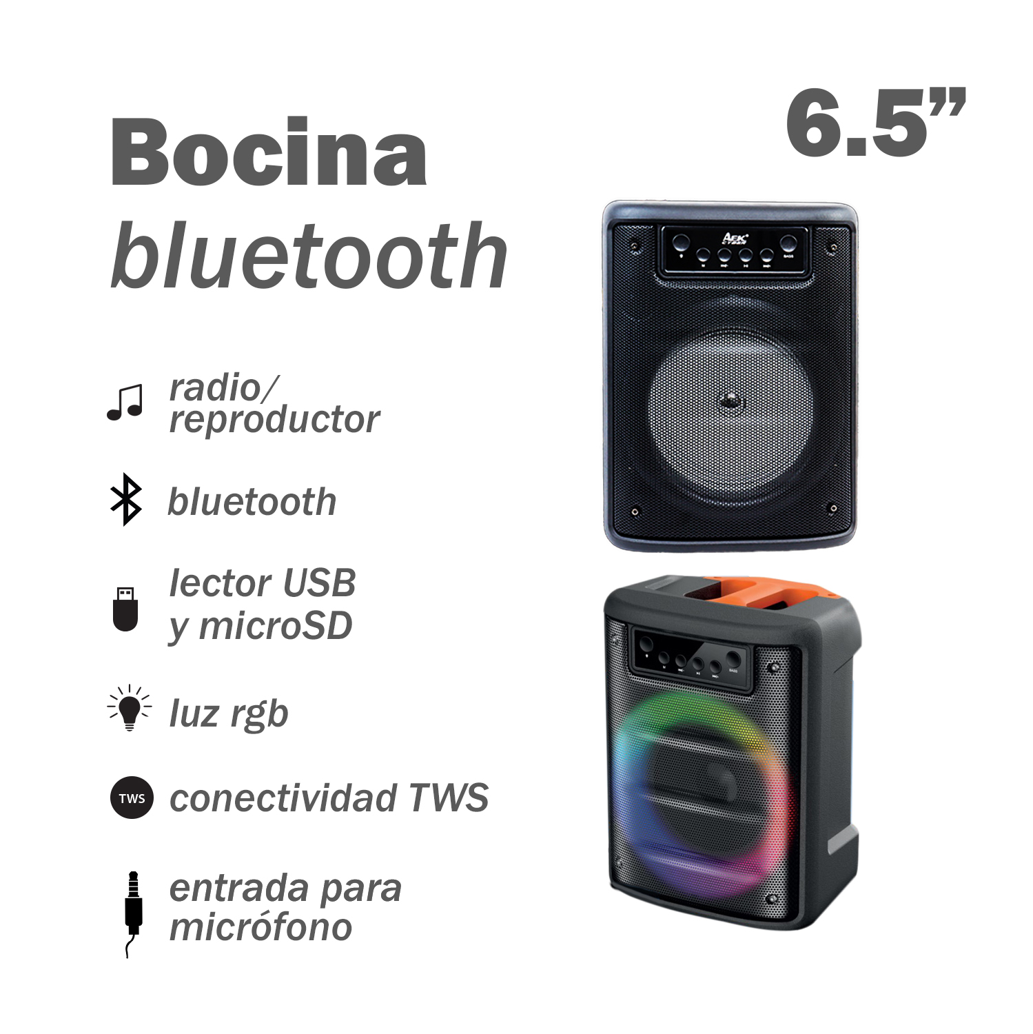 Bocina Portátil de 6.5" con Bluetooth y Micrófono Link Bits S-10609