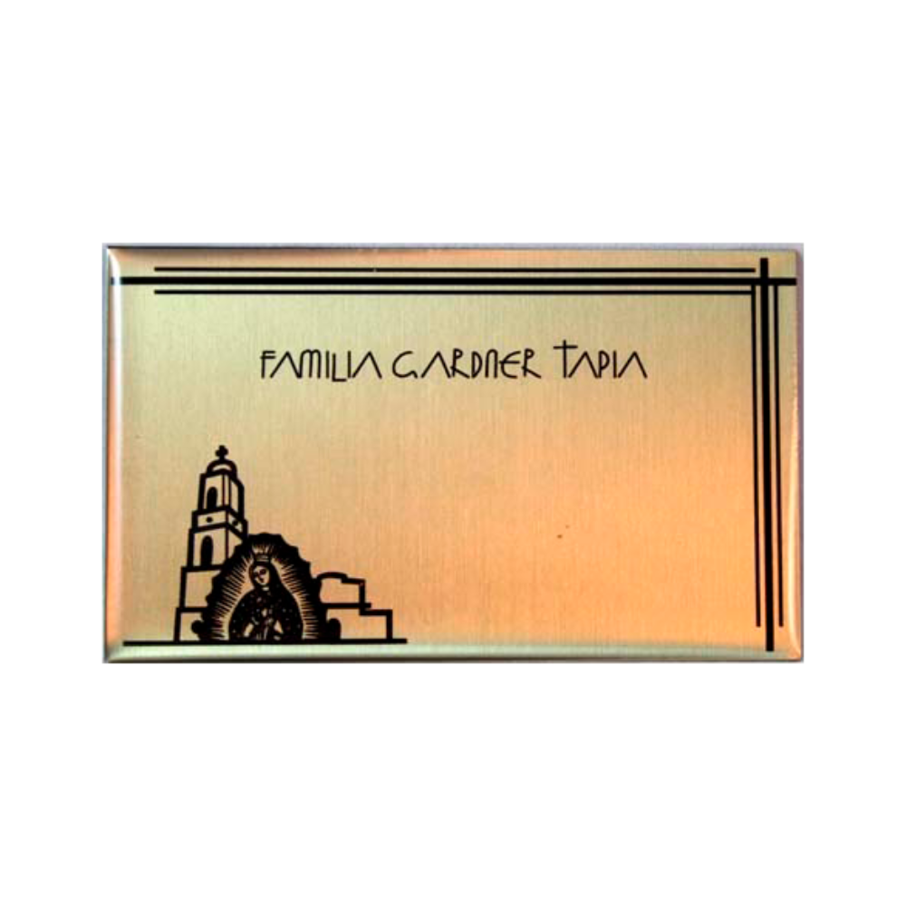 Placa con Nombre en forma rectangular Elaborada en Metal para Urnas o Nichos 10cm Hecho en México Aurum