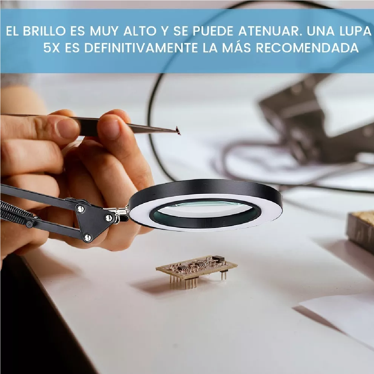 Lámpara Lupa Articulada Led Con Lupa De 10x 3 Colores