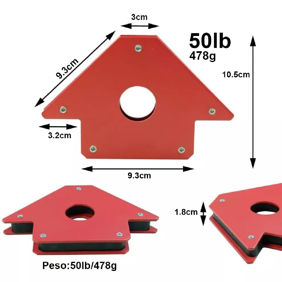 Imán Escuadra Para Soldar Magnética Herramientas 50 Lb 4 Pzs