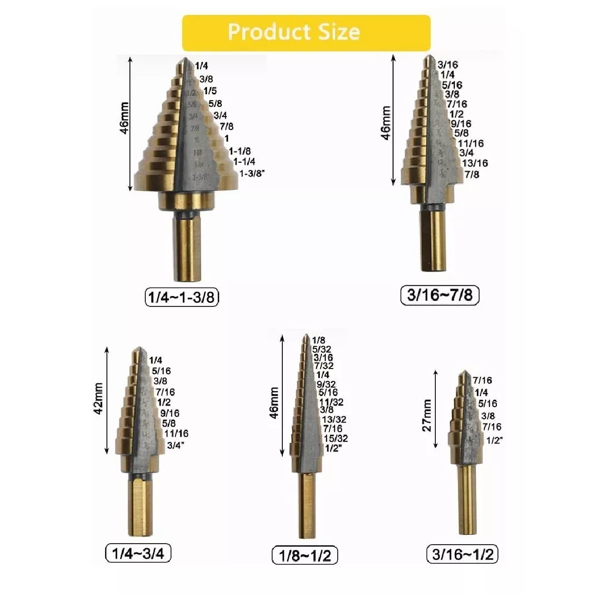Set 6 Uds. Broca Escalonada De Acero Rápido +estuche De Aluminio