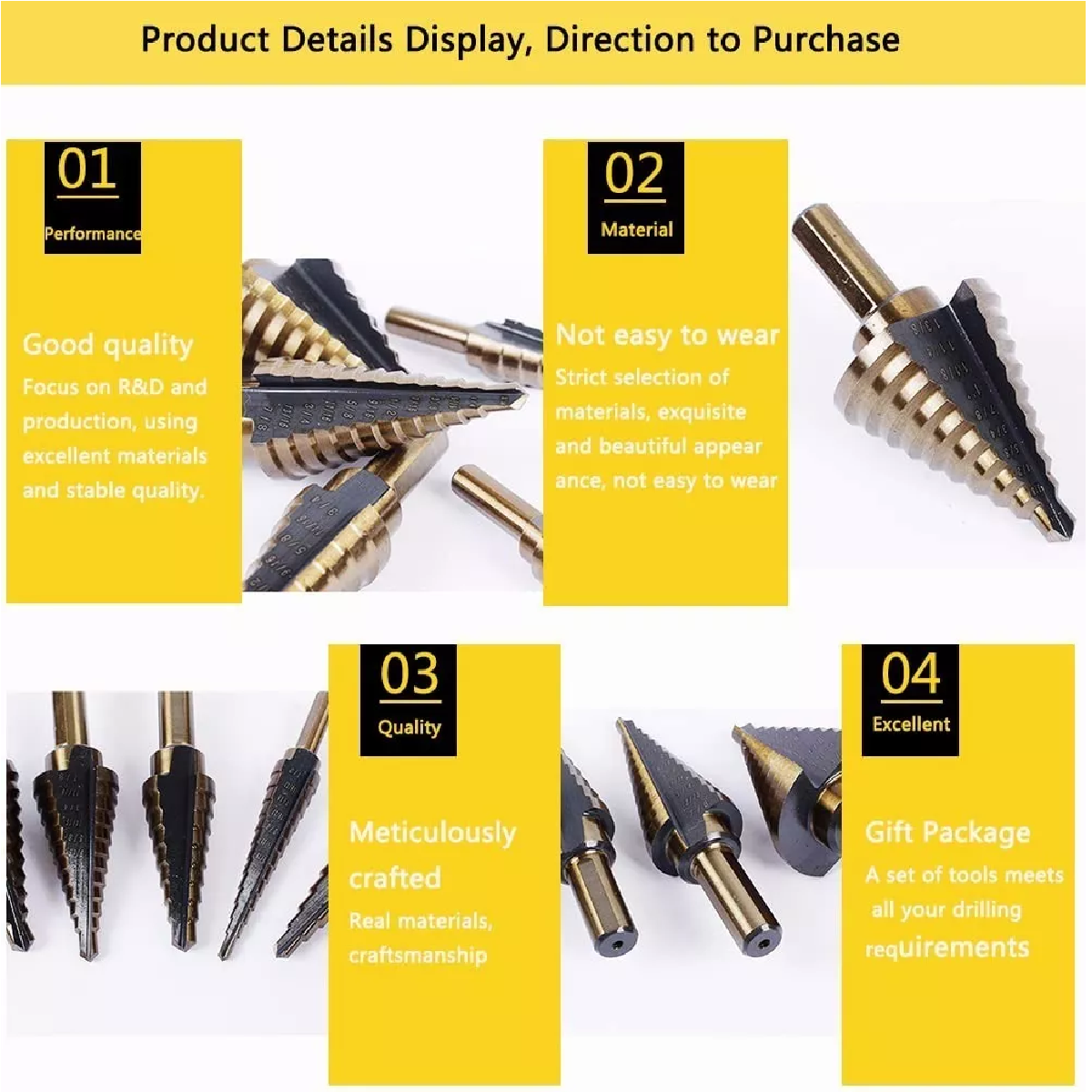 Set 6 Uds. Broca Escalonada De Acero Rápido +estuche De Aluminio