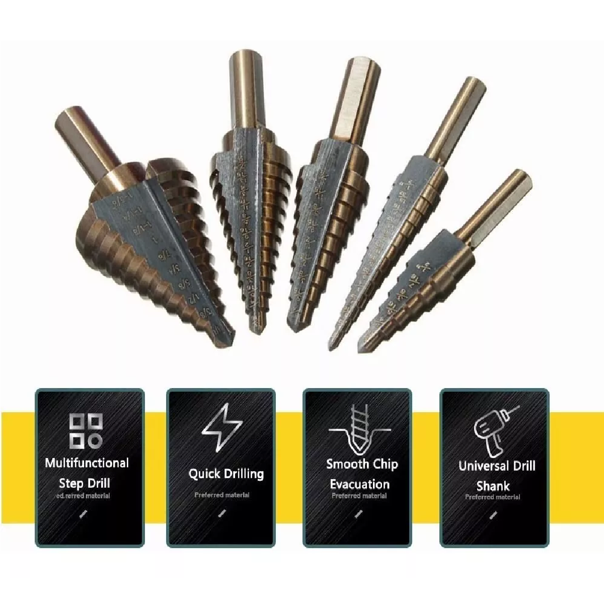 Set 6 Uds. Broca Escalonada De Acero Rápido +estuche De Aluminio