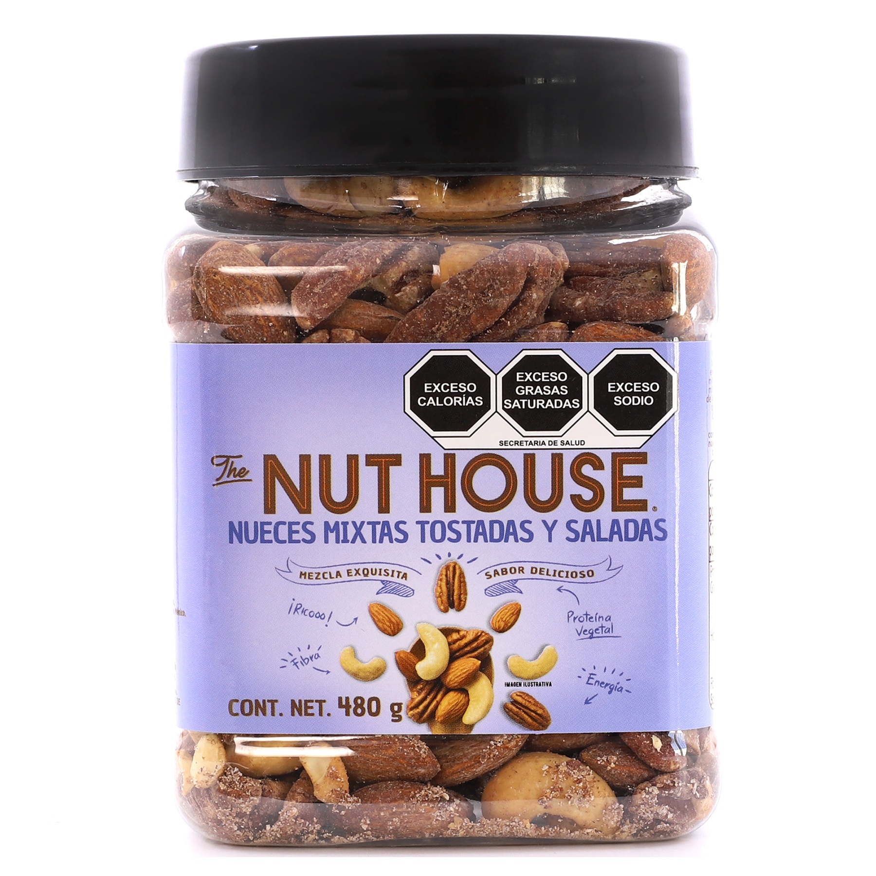 The Nut House - Mezcla de Nueces Tostadas y Saladas - Vitrolero 480g