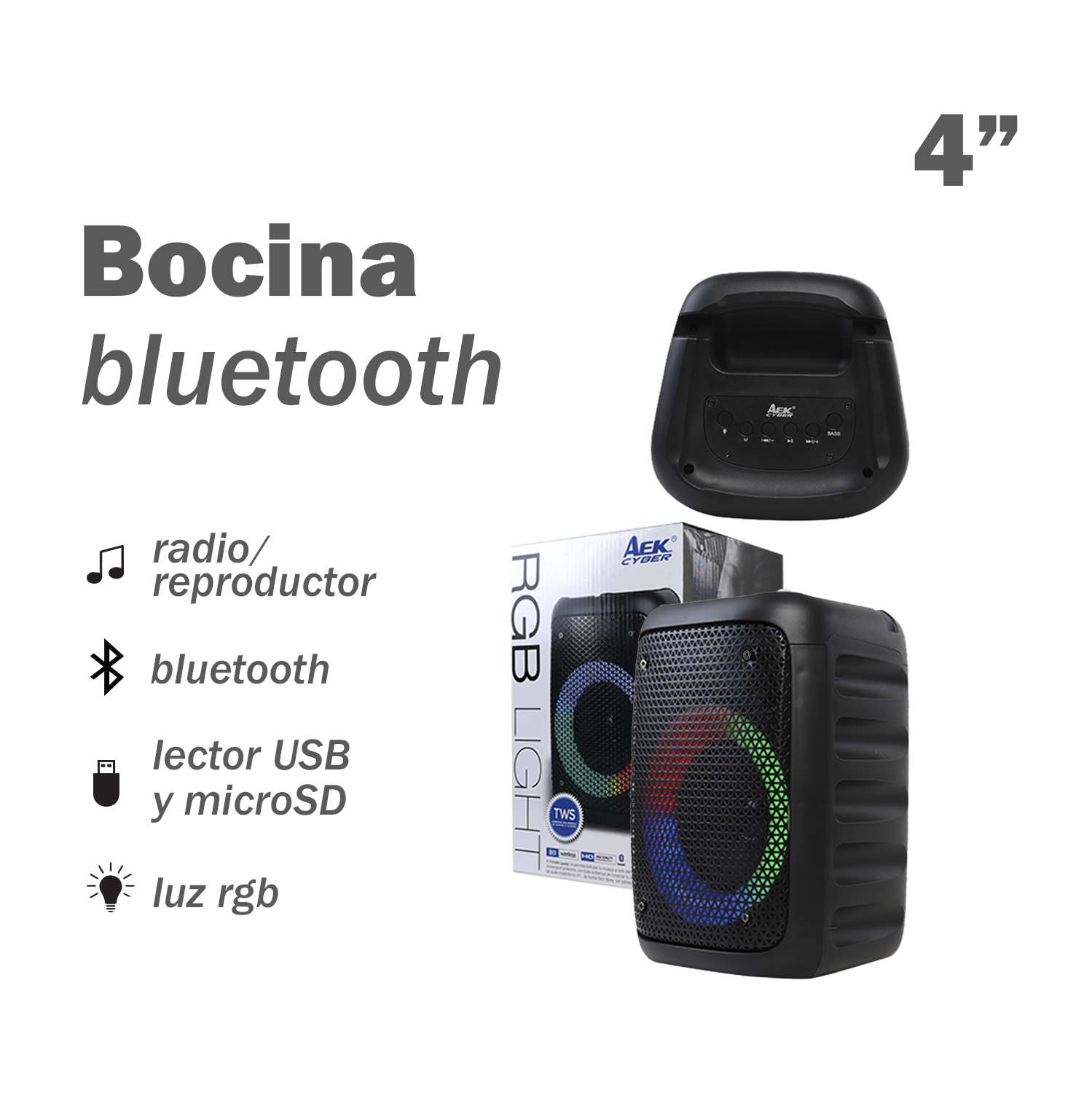 Bocina Portátil de 4" con Bluetooth Link Bits S-10404B