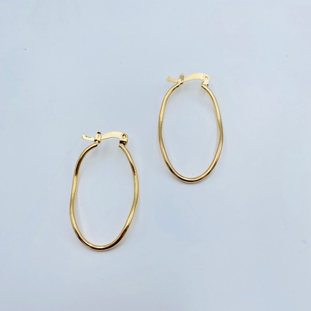 Aretes Arracadas Ovalada- Baño de oro 18k- Aretes dorados- Aretes largos