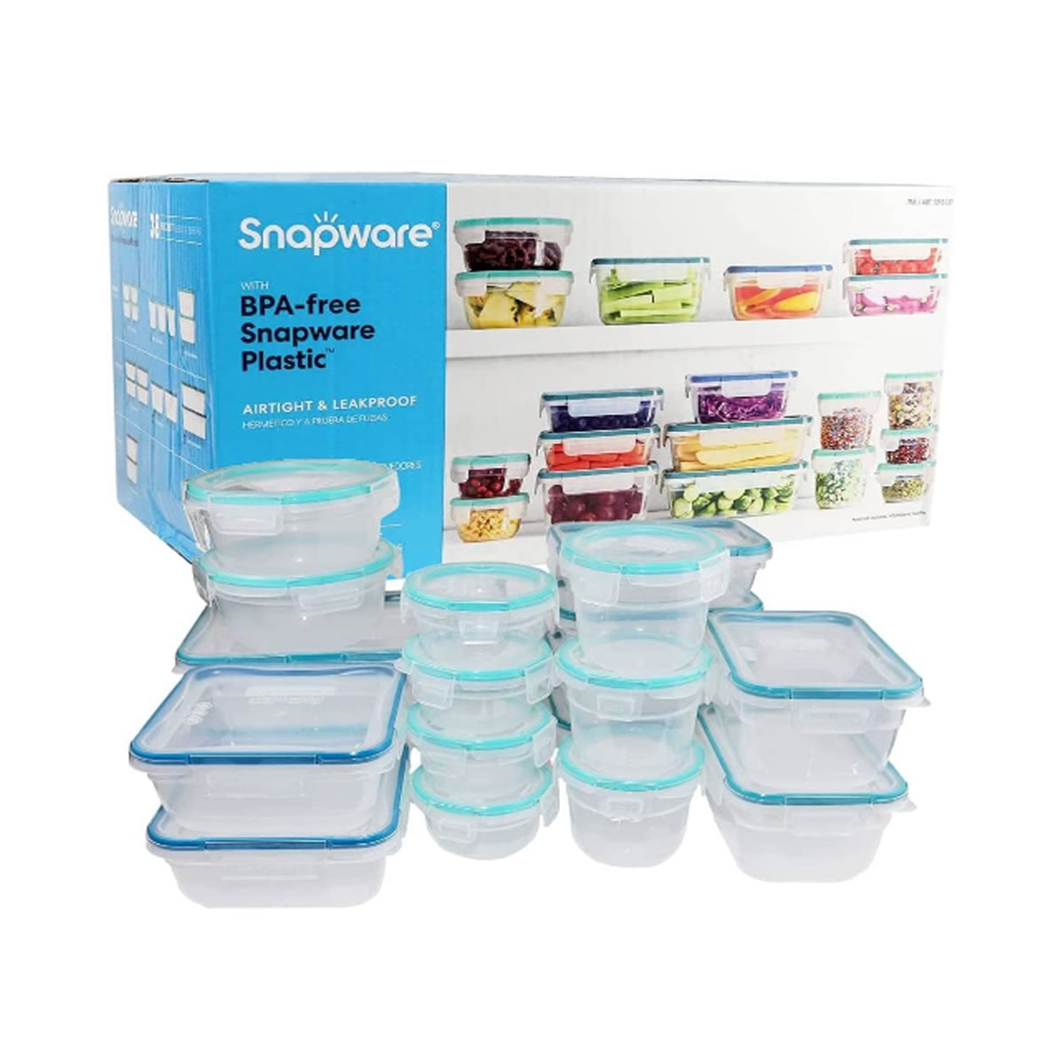 SafeWare - 50 Contenedores de plástico con tapa para almacenar alimentos