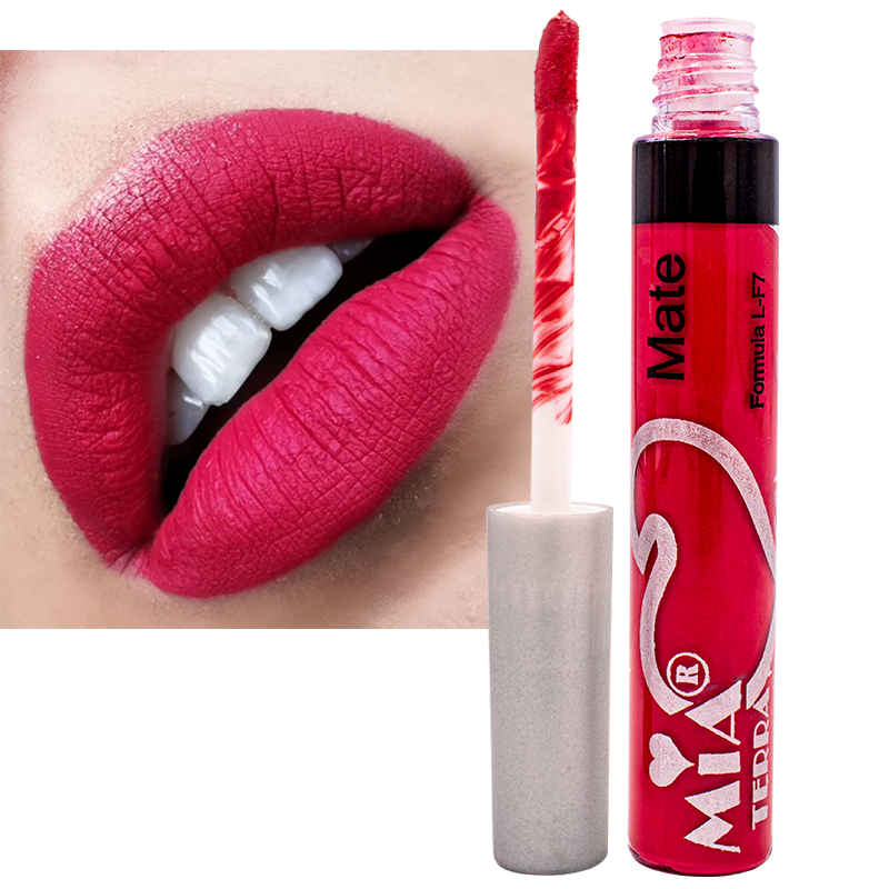 Labial Mate Indeleble Organico Color Coral MAte Mia Terra Cosmetics