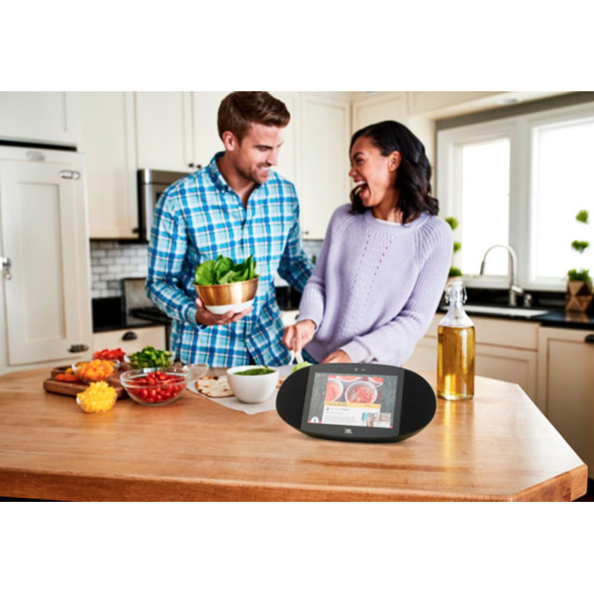 Bocina inteligente JBL Link View con asistente virtual Google Assistant, pantalla integrada de 8" Negra.