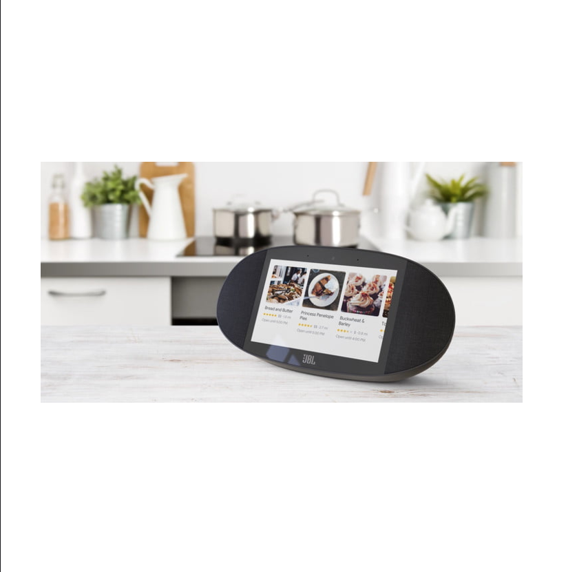 Bocina inteligente JBL Link View con asistente virtual Google Assistant, pantalla integrada de 8" Negra.