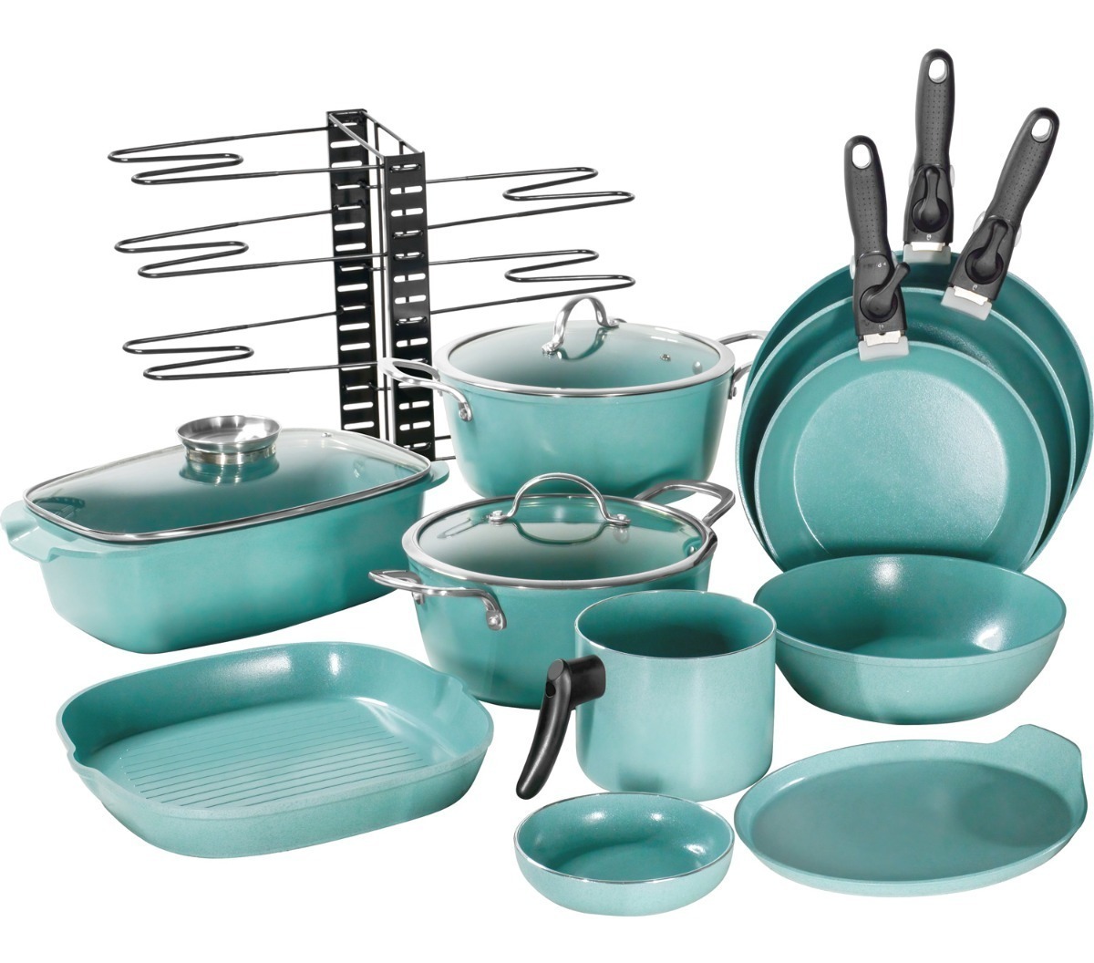 Bateria Cocina Jade Antiadherente Cocina Ollas Sartenes 18 Piezas