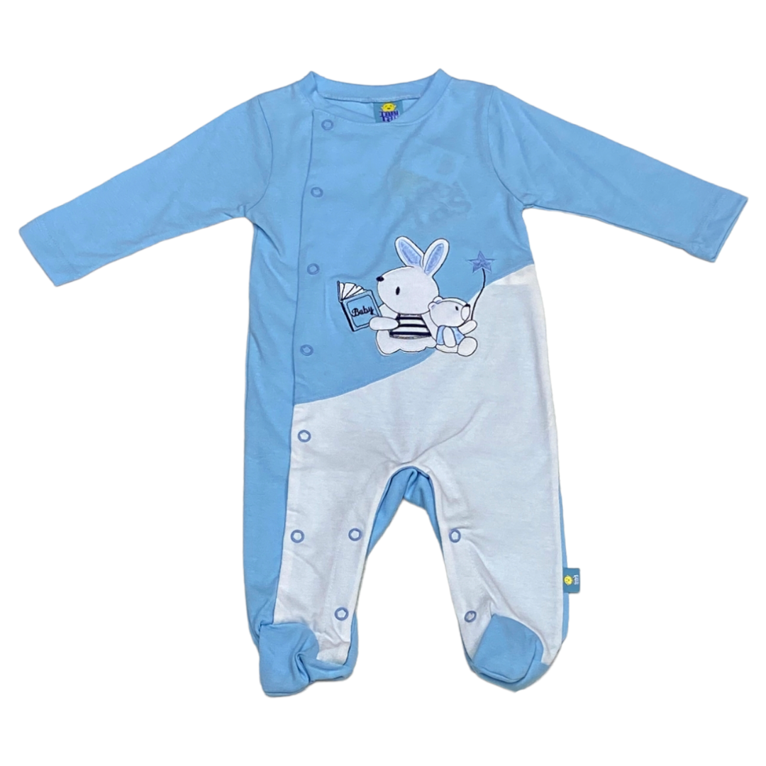 Mameluco Bicolor Ligero con broches al frente MOD. CONEJO Y OSO Bebé Niño
