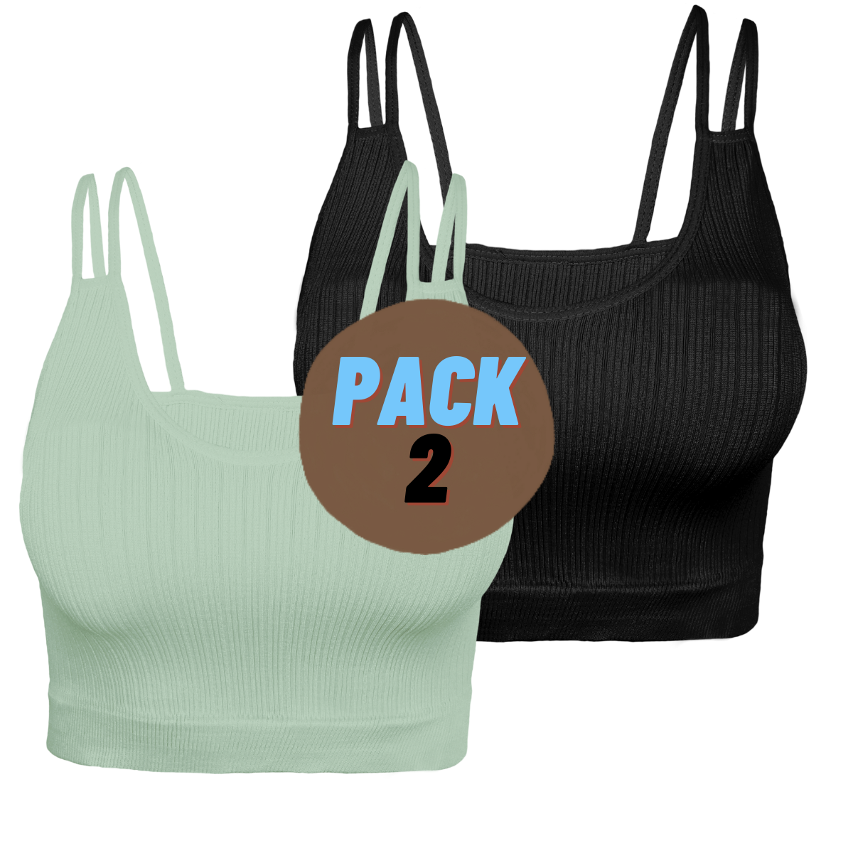 Pack 2 Crop Top Dama Blusa Gym Bralette Ombliguera Mujer Fit