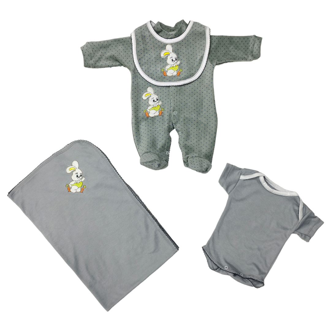 Set de bienvenida para bebé, incluye mameluco y cobija