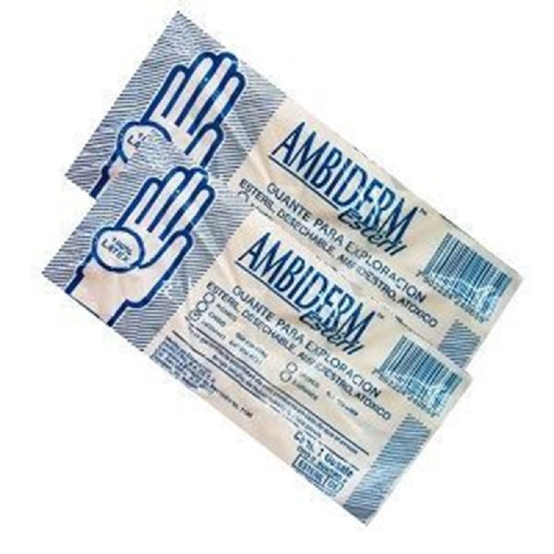 Paquete de 50 guantes de látex estériles AMBIDERM