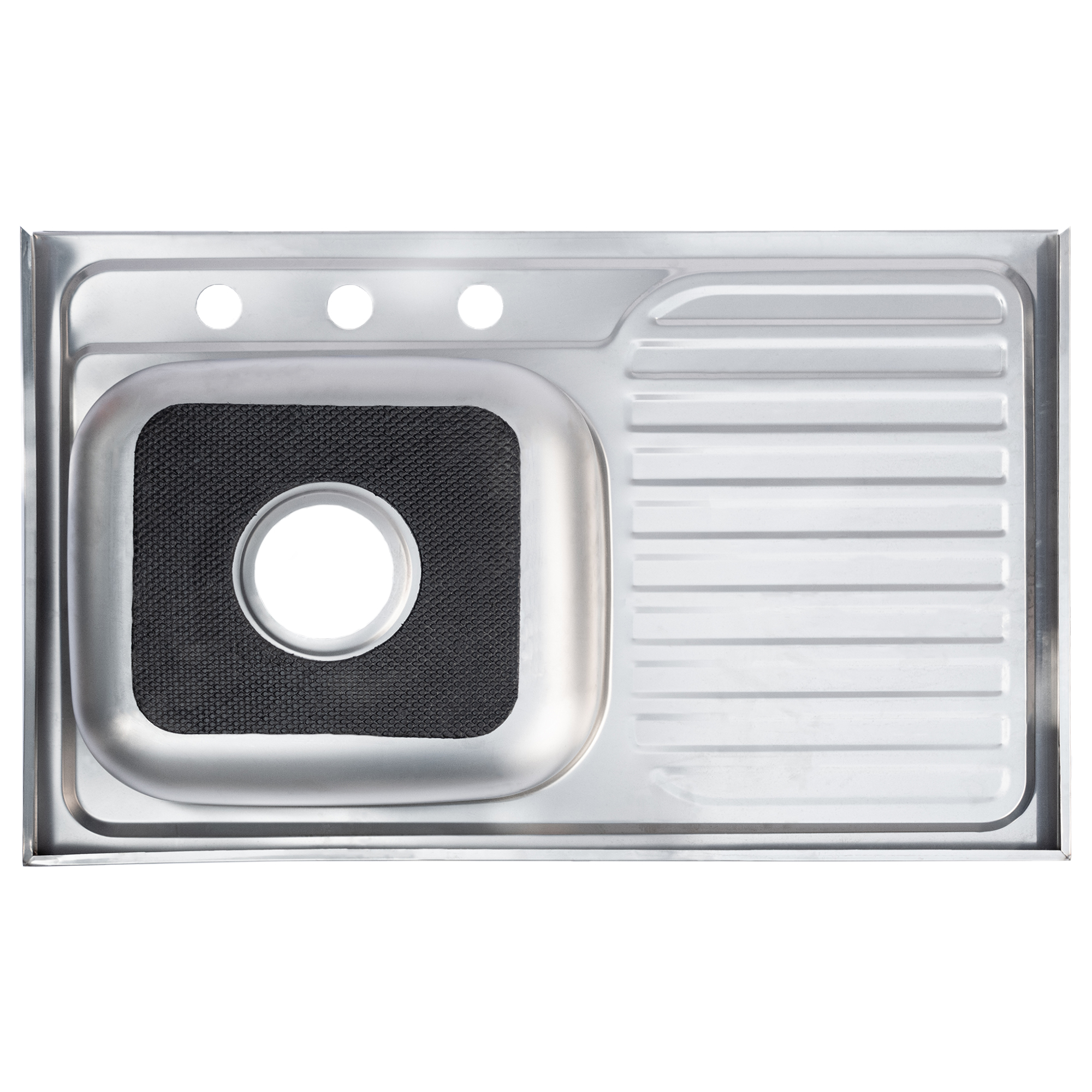 MEER Faucets by CNX | Fregadero para Cocina con Escurridero de Acero Inoxidable Satinado. Tarja para Sobreponer, 80 x 50 x 15 cm