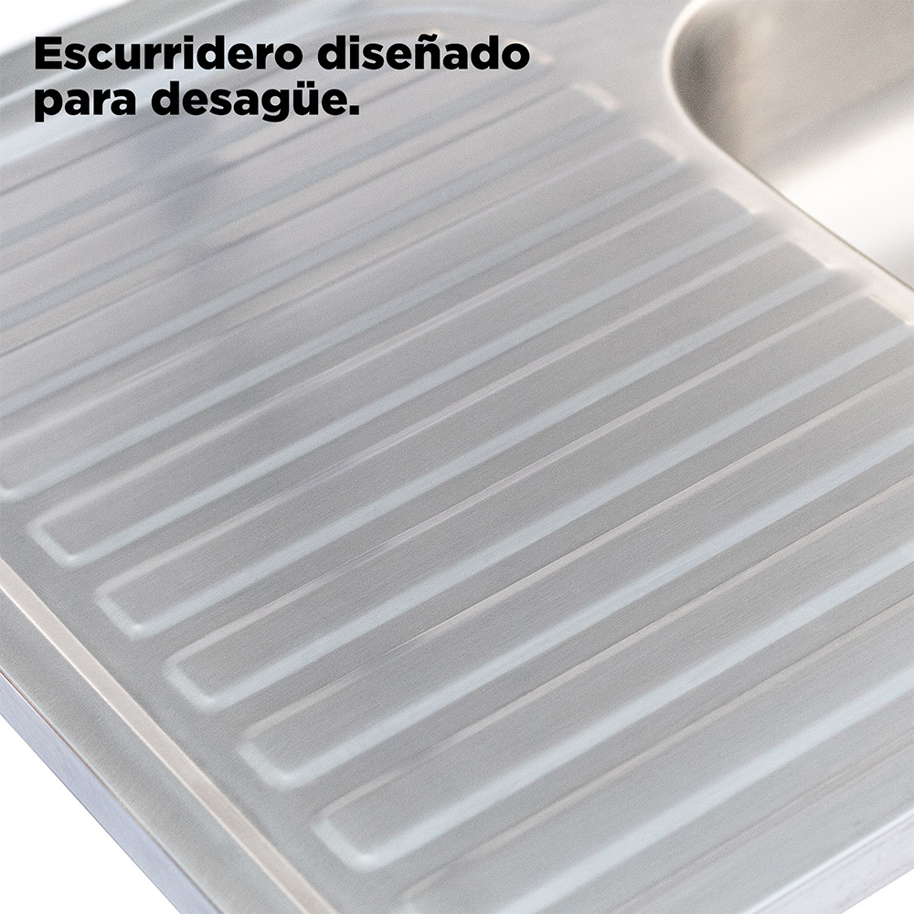 MEER Faucets by CNX | Fregadero para Cocina con Escurridero de Acero Inoxidable Satinado. Tarja para Sobreponer, 80 x 50 x 15 cm