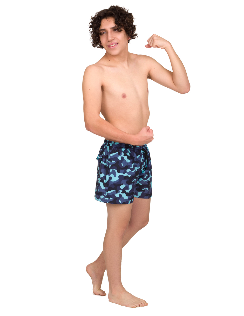 Traje de baño Gym&Swim, Short Estampado para Adolescente 12 - 16 Años, Bañador De Secado Rápido, Ligero Y Cómodo con Licra Interna Y Bolsas Laterales, BORA BORA