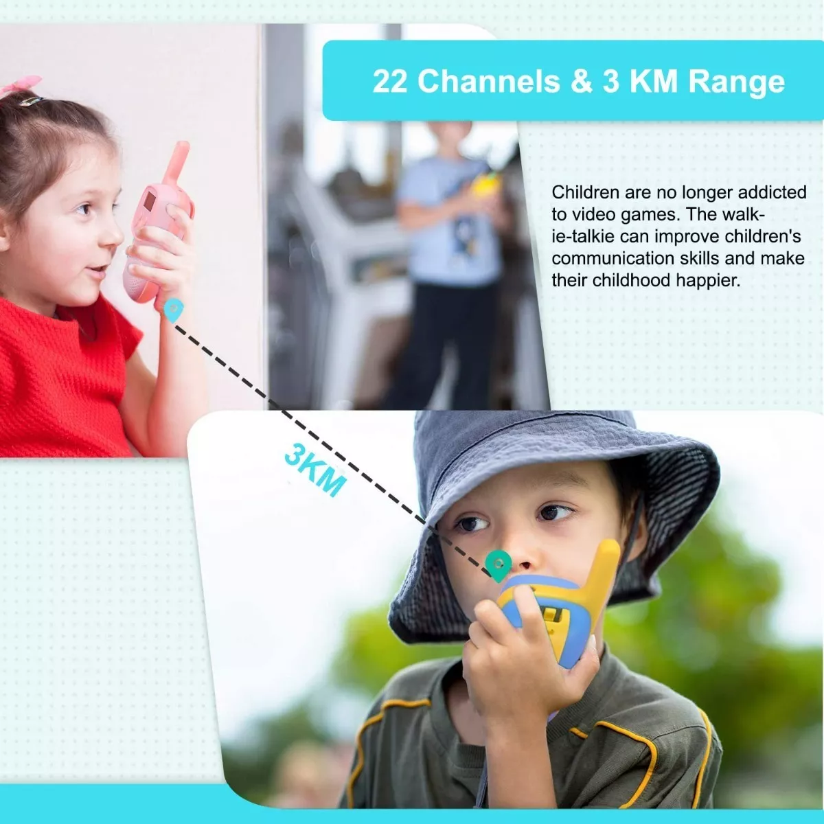Duo 2 Piezas Radios Walkie Talkies Para Niños Carga Usb 3km