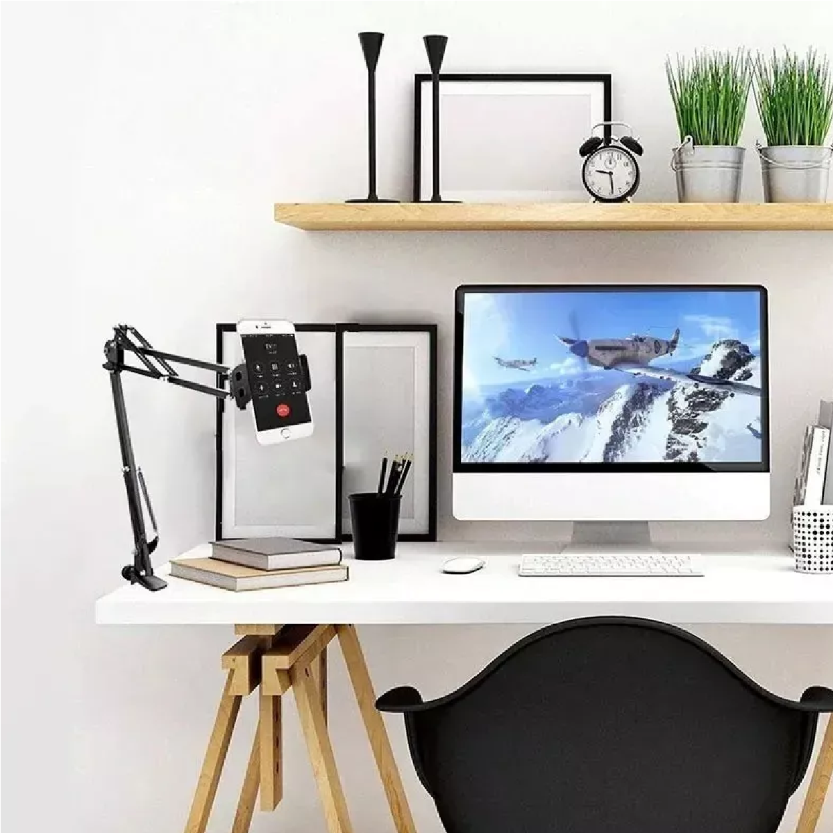 Soporte Celular Tablet Brazo Flexible Ajustable Con Clip