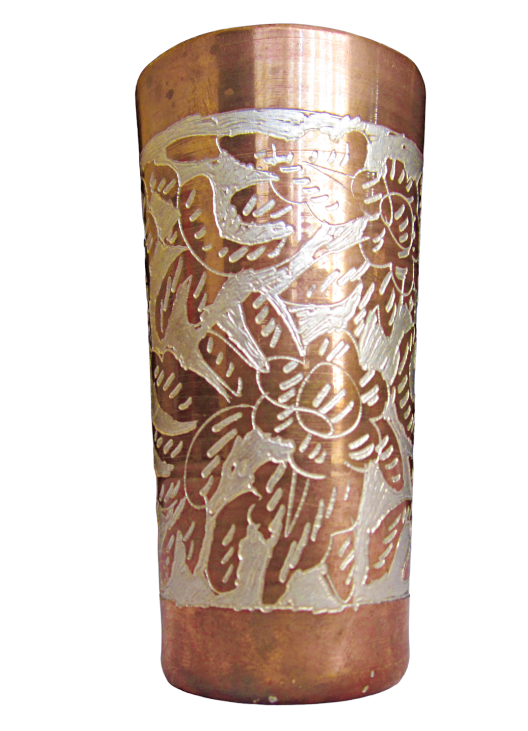  Vaso Tequilero De Cobre Bañado En Plata Hecho Artesanalmente 