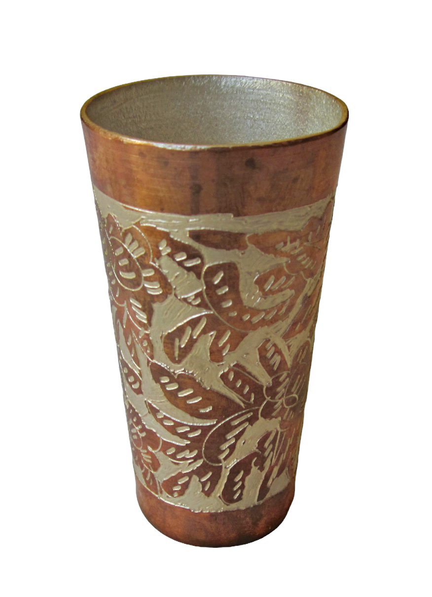 Vaso Tequilero De Cobre Bañado En Plata Hecho Artesanalmente 