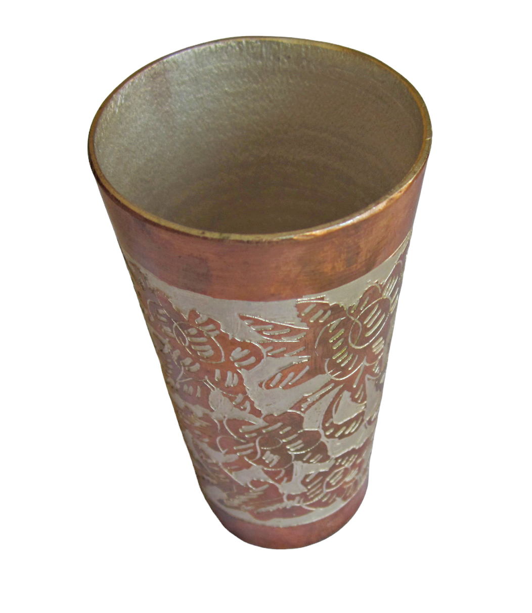  Vaso Tequilero De Cobre Bañado En Plata Hecho Artesanalmente 