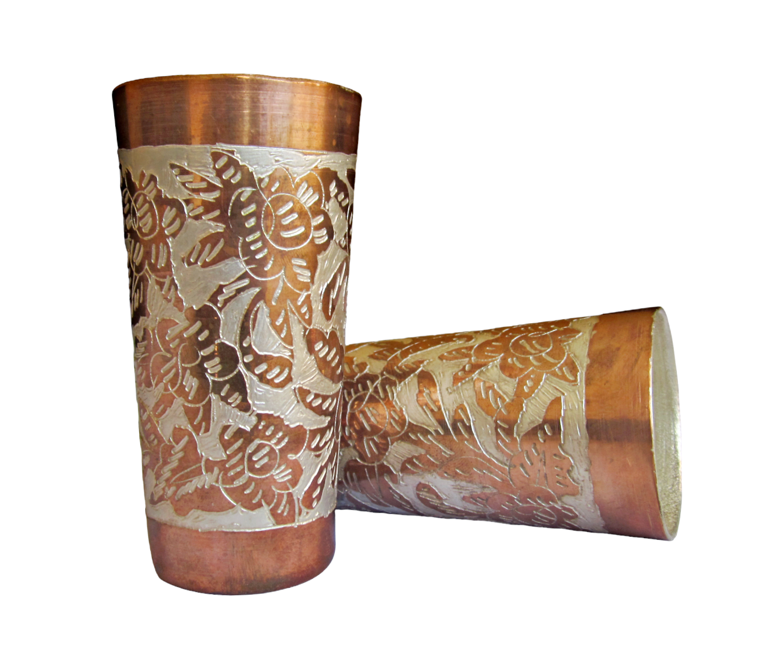  Vaso Tequilero De Cobre Bañado En Plata Hecho Artesanalmente 