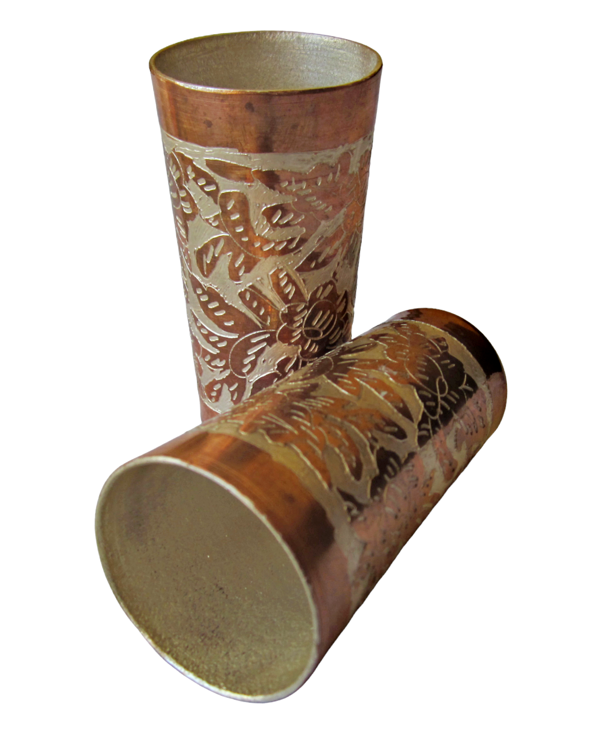  Vaso Tequilero De Cobre Bañado En Plata Hecho Artesanalmente 