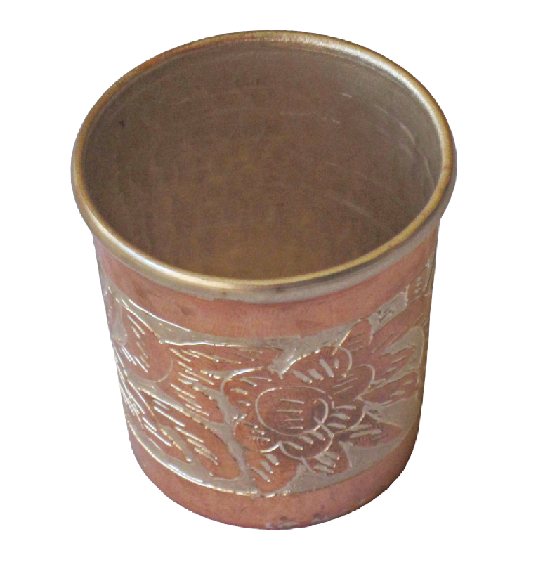  Vaso Tequilero de Cobre y Baño de Plata Hecho Artesanalmente 