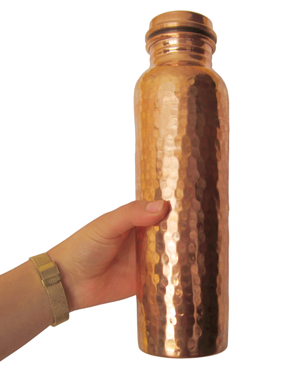 Botella De Agua Fitness De Cobre Martillado Artesanal