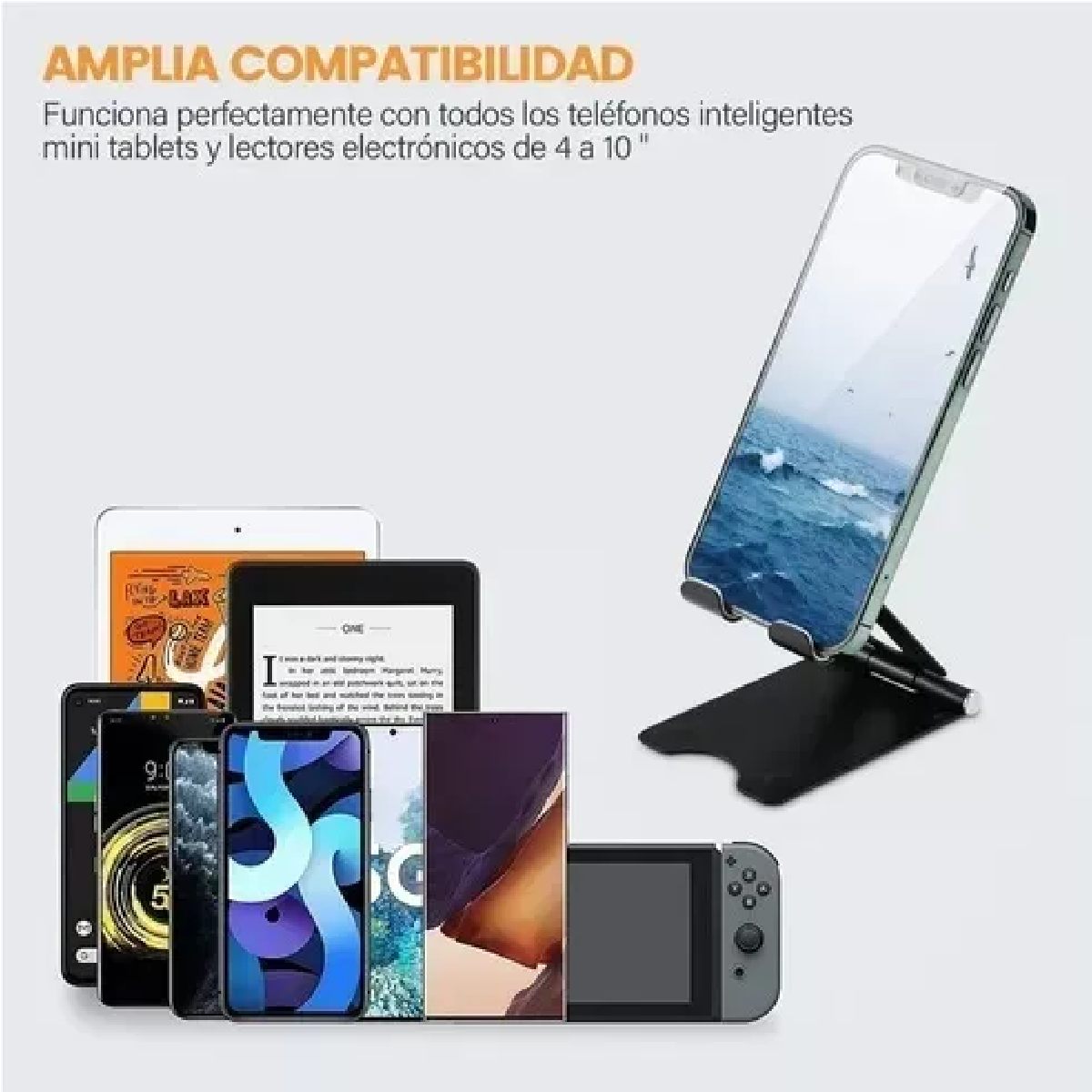 Soporte Base Plegable Para Celular Slim Holder De Escritorio Negro