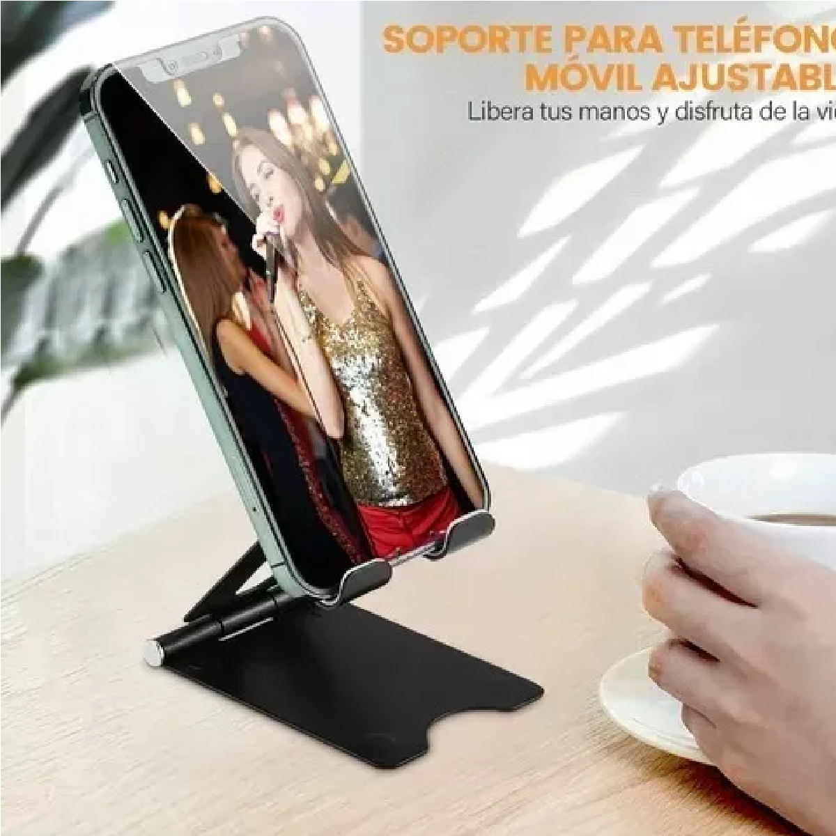 Soporte Base Plegable Para Celular Slim Holder De Escritorio Negro