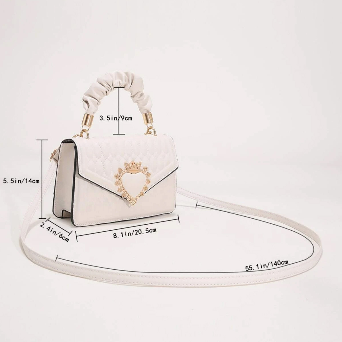 Bolsa de Dama de Lujo Adornada Elegante Color Blanco Crossbody 