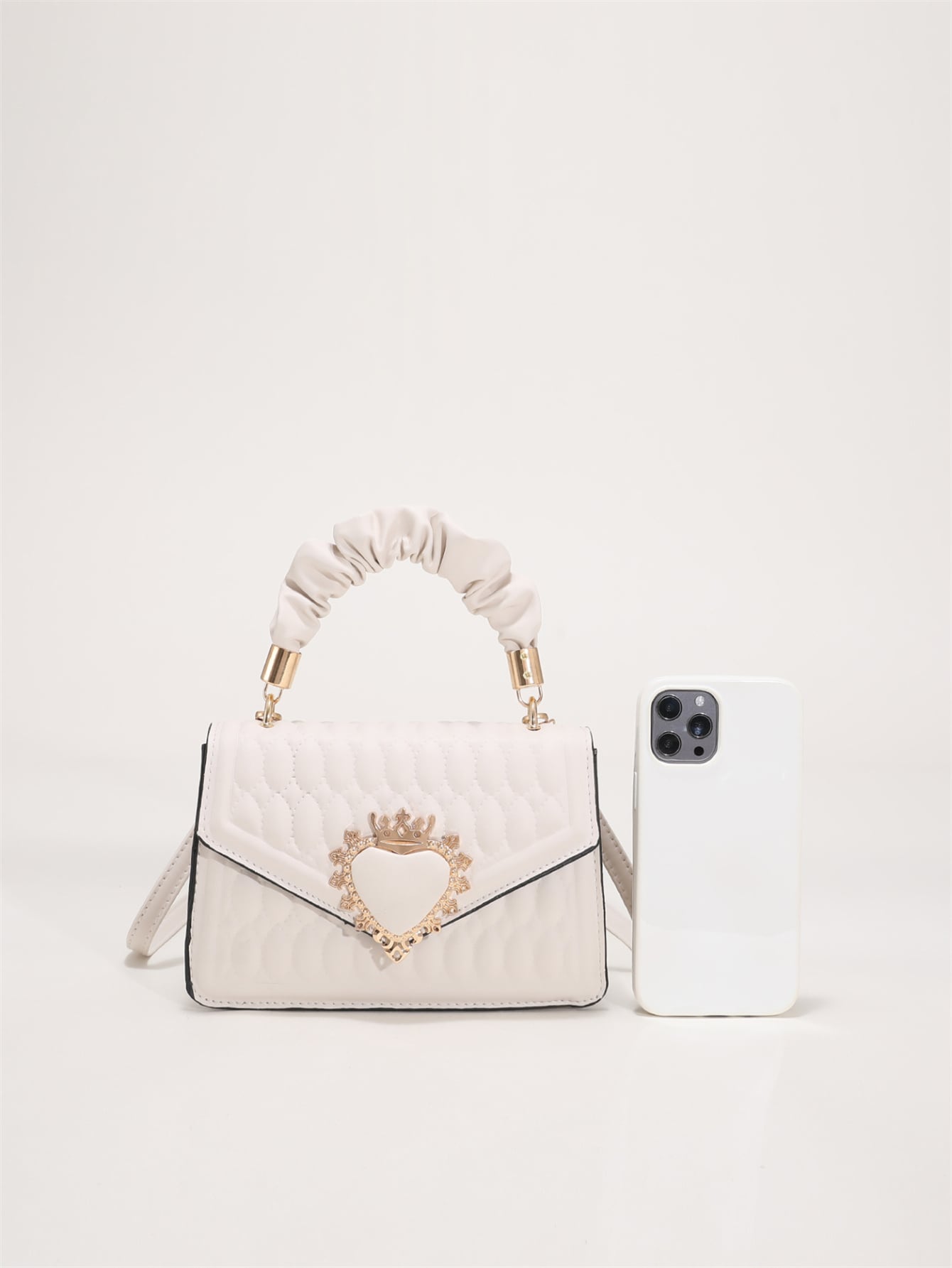 Bolsa de Dama de Lujo Adornada Elegante Color Blanco Crossbody 