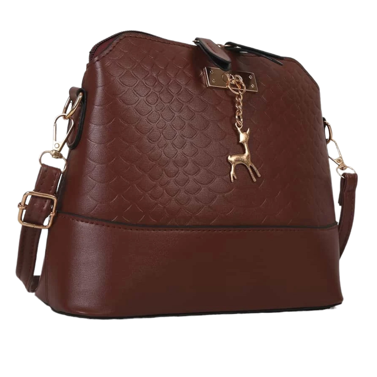 Bolso de Dama Casual Correa ajustable Textura Serpiente, cuero sintetico Pu, Elegante Color Marron Crossbody