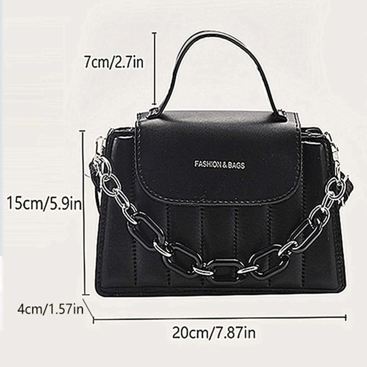 Bolso de Dama Casual Con Cadena Elegante, Correa Ajustable Color Negro