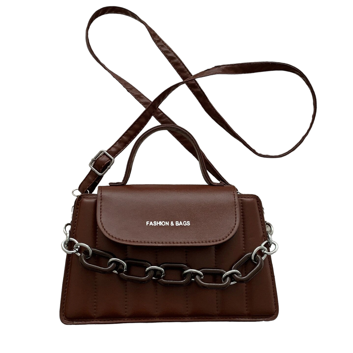 Bolsa de Dama Con Cadena, Cuero sintetico Casual Moderna Color Marron