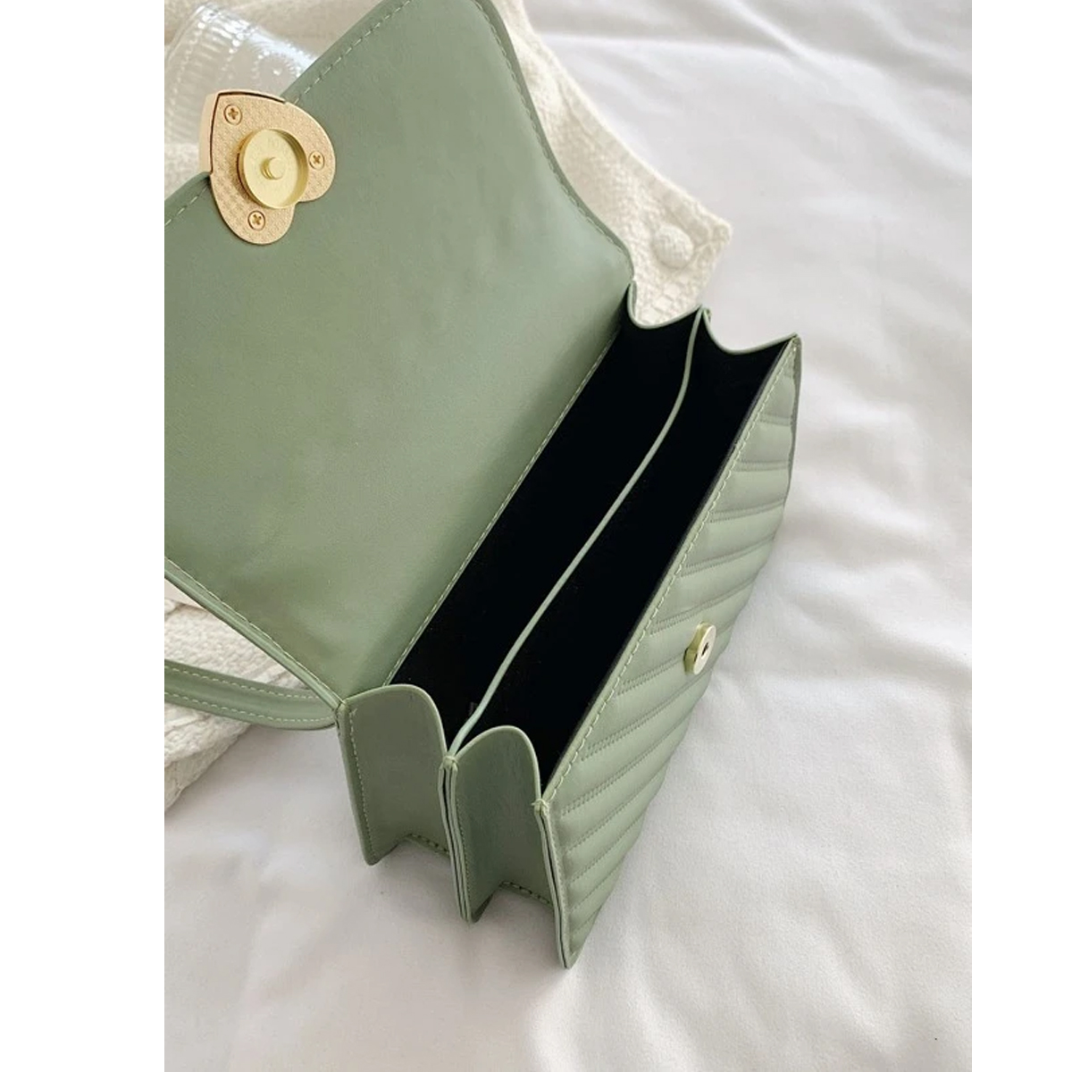 Bolsa de Dama de Mano con Correa Cuadrada Casual Elegante Color Verde Crossbody