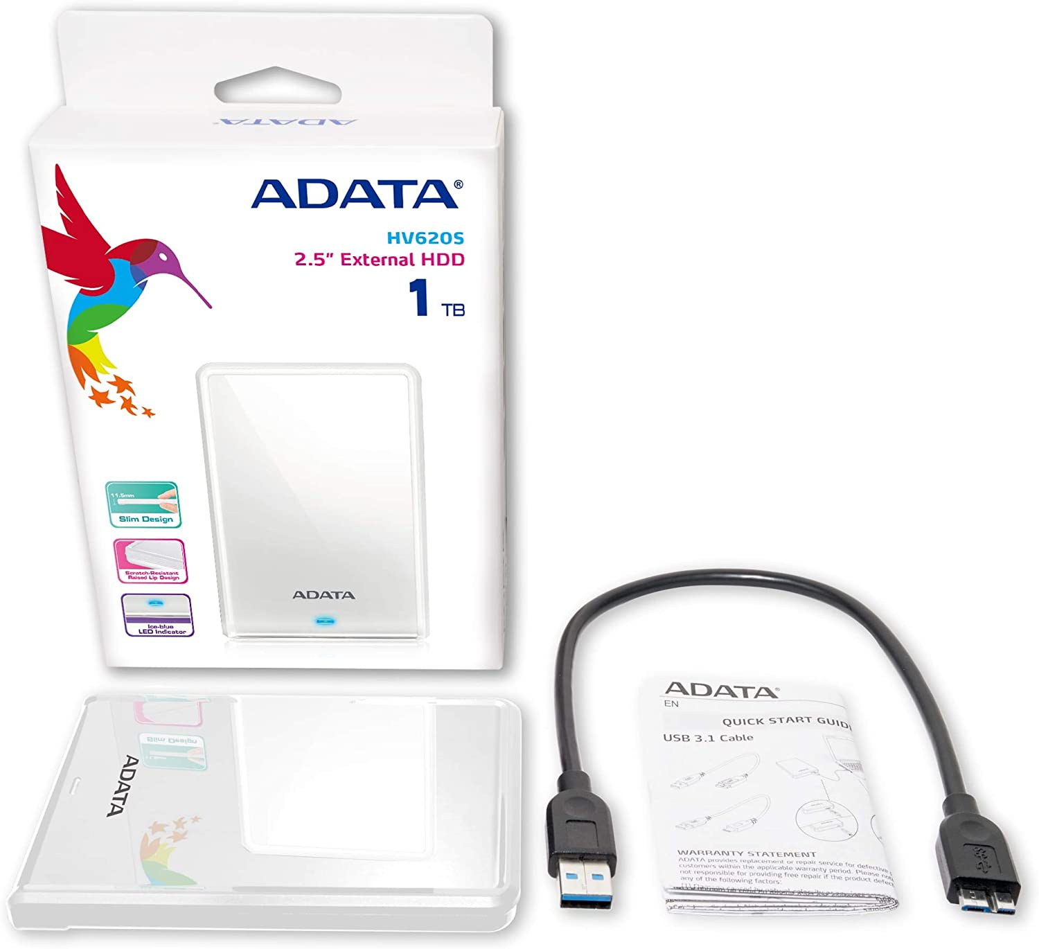 Disco Duro Externo Adata Hv620s 1tb 3.1 Blanco (ahv620s-1tu31-cwh)