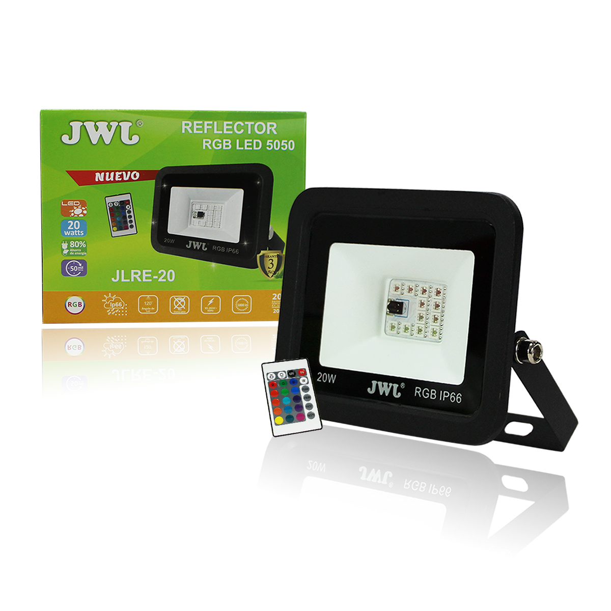Paquete 2 Reflectores LED JWJ Multicolor 20w JLRE20RGB