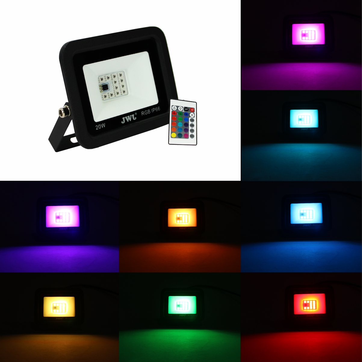Paquete 2 Reflectores LED JWJ Multicolor 20w JLRE20RGB