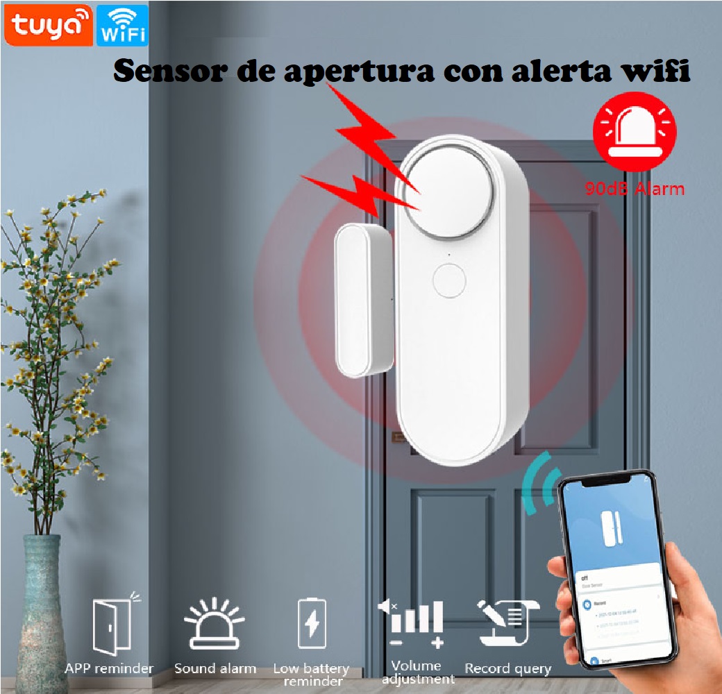 Sensor alarma puerta inteligente WiFi sistema de alarma seguridad hogar negocio oficina casa cel