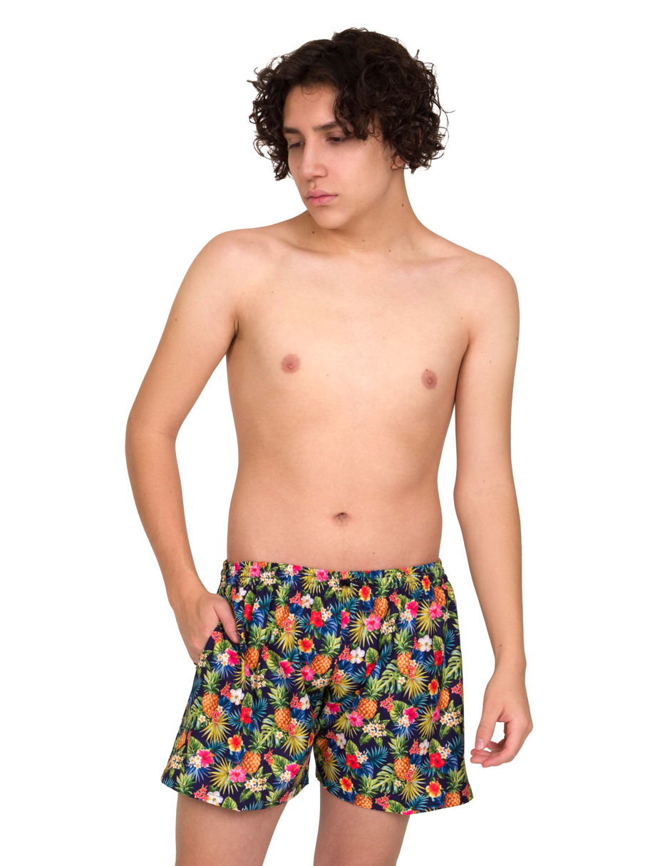 Traje de baño Gym&Swim, Short Estampado para Adolescente 12 - 16 Años, Bañador De Secado Rápido, Ligero Y Cómodo con Licra Interna Y Bolsas Laterales, HAWAII
