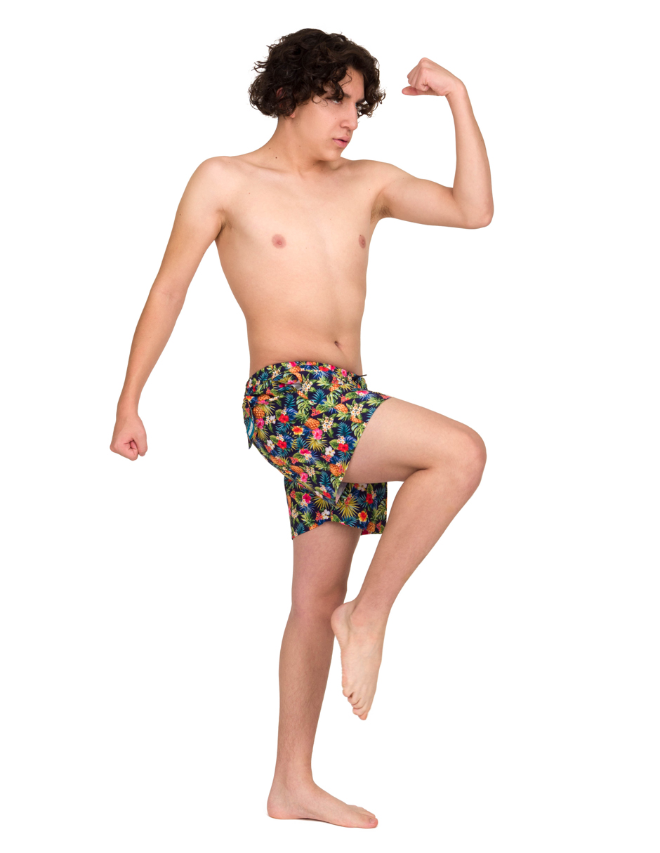 Traje de baño Gym&Swim, Short Estampado para Adolescente 12 - 16 Años, Bañador De Secado Rápido, Ligero Y Cómodo con Licra Interna Y Bolsas Laterales, HAWAII