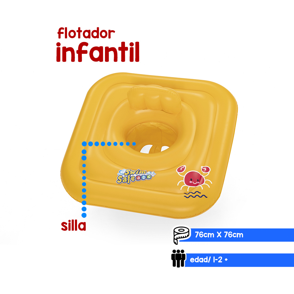 Silla Inflable Salvavidas Bestway Para Bebé Cuadrada Amarilla 76 cm