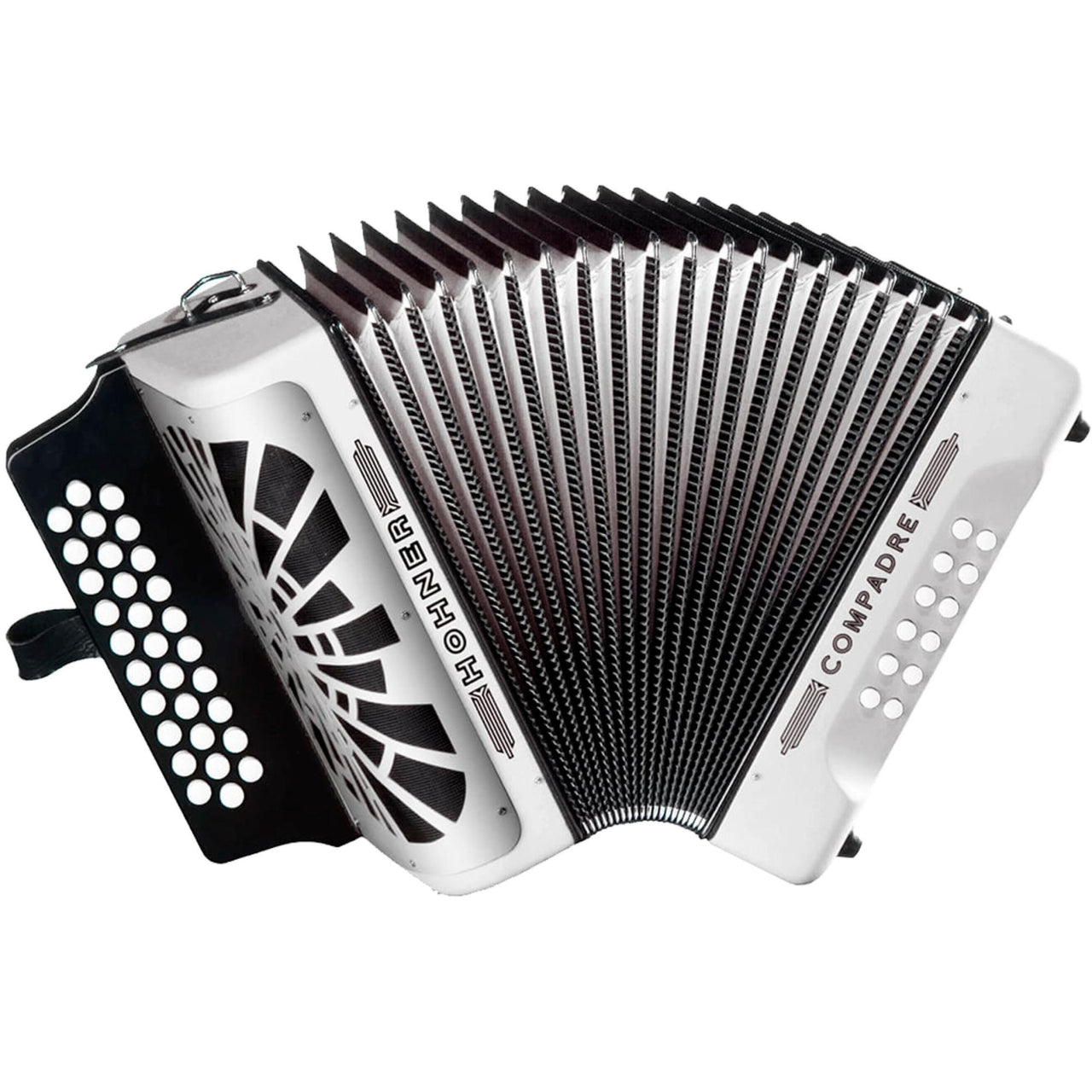 Acordeon Hohner Diatonico en Sol Compadre Plateado con Funda